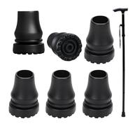 6 Piezas Tacos Muletas Puntas de Goma para Bastones Antideslizantes Punta de Bastón para 19 mm de Diámetro Estándar Accesorio de Bastón Plegable y Muleta, Negro