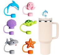 6 Piezas Tapas de Pajitas para Stanley Cup, 10mm Cubiertas de Pajita de Silicona, Pajitas Reutilizables Tapa Consejos, Pajita Tapa Prueba Polvo y Fugas, Adorables Accesorios para Stanley Cup 40/30 Oz