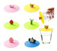 6 Piezas Tapas de Silicona Alimentaria Universal 10cm, Antifugas Reutilizables Tapas para Taza de Café Té Copa de Vino, Prácticas y Decorativas para Hogar Oficina Picnic Exterior