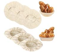 6 Piezas Tapas para Tazones de pan Fundas, 25cm Cesta Funda De Fermentación, Banetones para Pan Lino Forro de Tela, Cesta Forro Set, para Fermentación de Masas y Cocción de Pan