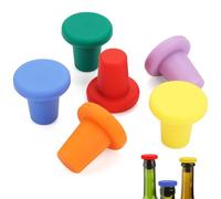 6 Piezas Tapon Botella Vino Cristal, Tapón de Silicona para Botellas, Reutilizables Tapones de Botella de Silicona Multicolor Sellador de Botellas para Almacenar Vino para Cerveza Vino Champán