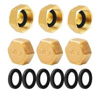 6 Piezas Tapón de Latón 3/4 Hembra, Tapón Ciego de Latón, Tapones de Tubo con Hexágono, Tapón Ciego para Prevención De Salida, Latón con Arandelas de Manguera, Adecuado para Grifos, Jardines