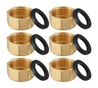 6 Piezas Tapón de Latón Hexagonal 3/4", Tapas de Manguera Hexagonales de Rosca 3/4 Pulgada, Tapón de Tubería para Conexión de Tubería, Lavadora, Grifo, con Arandelas de Goma (latón)