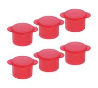 6 Piezas Tapón de Silicona para Vino Reutilizable Portátil Rojo | Cierre Hermético, Apertura Clic, para Viajes y Picnics, Uso Doméstico y Exterior