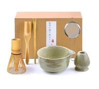 6 Piezas Te Matcha Kit con Batidor de Bambú, Colador de Matcha, Cuenco de Matcha, 2 Cucharas de Matcha, Soporte de Cerámica para Batidor, Matcha Set Artisanale, Perfecto para Regalos de Las Fiestas