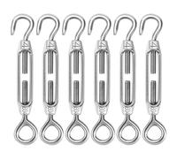 6 Piezas Tensores De Acero Inoxidable M4 Tensor Cuerda Tendedero, Ajustable Tensor Gancho y Ojo, Tensor Alambre Tensor Cable para Vallas de Jardín y Soporte para Plantas