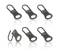 6 Piezas Tirador de Cremallera, Desmontable Tirador de Cremallera de Repuesto Metal Cierre de Cremallera Reemplazo Kit de Reparación de Tirador de Cremallera para Chaquetas Jeans (Gris Oscuro)