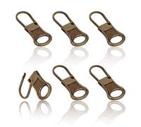 6 Piezas Tirador de Cremallera, Desmontable Tirador de Cremallera de Repuesto Metal Cierre de Cremallera Reemplazo Kit de Reparación de Tirador de Cremallera para Chaquetas Jeans (Bronce)