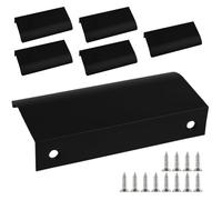 6 Piezas Tiradores con 12 Tornillos para muebles Tiradores de puerta ocultos de aluminio de Cajón Invisibles de Muebles,Mango Oculto para Armario,Cajones,Gabinete,Cocina-Negro