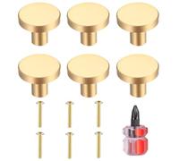 6 Piezas Tiradores para Cajones, Pomos y Tiradores Doradas para Muebles, Tiradores para Cajones Latón, Tirador de Puerta Con Destornillador, Apto Para Armarios, Cocina, Tocador, Baño- 20 * 25 mm