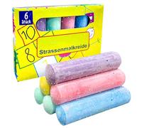 6 Piezas Tizas de Colores Glitter Tiza para Acera para Niños - 5 Colores Tiza para Pintura de Calle Tizas Lavables y no Tóxicas para Divertirse Dibujando en El Asfalto, las Calles y las Aceras