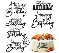 6 Piezas Topper Feliz Cumpleaños Decoracion Tarta Negro para Tartas de Acrílico Dorado Letreros para Tartas de Feliz Decoracion Tartas Cumpleaños Happy Birthday Accesorios para Decoración