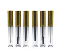 6 piezas Tubo de Brillo Labial Vacío 3,5ml Dorado de ABS y PET | Envase Ligero y Portátil, Aplicador Múltiple, para Retoques y Maquillaje de Viaje, 10,5x1,5x1,5cm