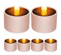 6 piezas Velas solares solares al aire libre impermeable al amanecer luces de té LED 2.1x2.1 Pequeñas luces solar reutilizables para el jardín de linternas Camping Candle Home impermeable aire l
