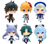 6 piezas Zhongli, Xiao, Paimon Action Figure, Tartaglia Anime Figuras de personaje Figura de PVC Estatua Colección Decoration Model Gift 3.1''