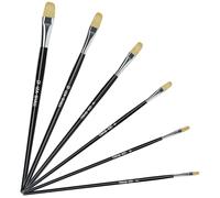 6 Pinceles Cerda de Cerdo para Pintura Oleo/Acrilica/Acuarela Profesional, LEA-SHALL Pincel Filbert Acrilico con Mango Largo de Madera Set Artist Pelo Natural Calidad