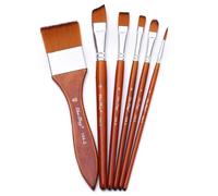 6 pinceles de pintura de artista para acuarela, acrílico, pintura al óleo, roca, cerdas de nailon, pinceles de cabeza plana para pintura de lienzo y roca
