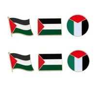 6 pines de aleación de Palestina con bandera palestina, 3 estilos, insignia de libre para mujeres y hombres, brazalete con insignia de solapa esmaltada para actividades patrióticas