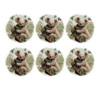 6 pines de botón, broche de solapa, pines esmaltados, divertidos regalos de joyería para ropa, mochila, sombrero, chaqueta, decoración, koala, animal bebé, 2.2in/5.7cm Diameter, SPTE, No es una piedra