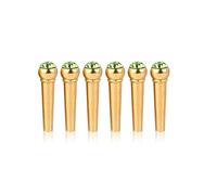 6 Pines de Puente de Guitarra Acústica con Decoración de Puntos de Cristal, Hechos de Latón Macizo para un Tono Más Brillante y Estabilidad, Buen Reemplazo con Decoración para