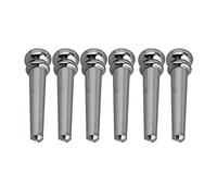 6 pines de puente de guitarra, clavijas de latón para guitarra acústica, conos fijos, piezas de repuesto para guitarra acústica folk (plateado)