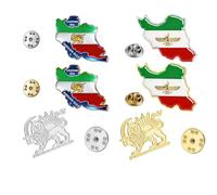 6 pines de solapa de la bandera de Persia de Irán antiguo a granel, diferentes estilos, metal, persa, león iraní, sol y corona, insignia de viajero, serie de recuerdos, accesorios de regalo, one size
