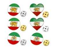 6 pines de solapa de la bandera de Persia de Irán antiguo a granel, diferentes estilos, metal, persa, león iraní, sol y corona, insignia de viajero, serie de recuerdos, accesorios de regalo, one size