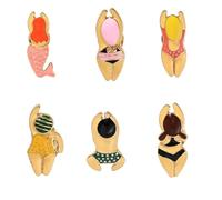 6 pines esmaltados divertidos de nadador de dibujos animados, bonitos pines de solapa de natación de varios tiempos, accesorios de natación para hombres y mujeres, 3cm(1.2"), Metal, No es una piedra