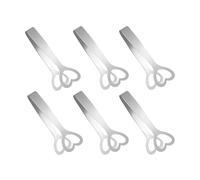 6 pinzas de acero inoxidable para servir dulces, pinzas de azúcar de corazón, pinzas de azúcar plateadas, pinzas pequeñas de limón para alimentos, dulces, pan, pasteles, té, café, cocina, bar, boda,