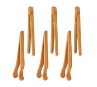 6 pinzas de cocina de bambú, pinzas de bambú, pinzas de bambú, pinzas de cocina, pinzas de té, pinzas de cocina para tocino Andthin Ect, color amarillo pardusco