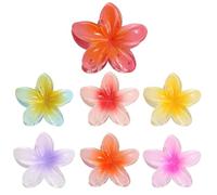 6 pinzas de flores para el cabello, pinzas de resina antideslizantes para el cabello, pinzas de sujeción fuerte, accesorios de peinado para el cabello (magenta, coral, mandarina, amarillo, rojo y azul