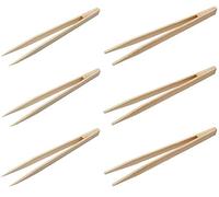 6 pinzas de madera, 15 cm, de bambú, pinzas de cocina, pinzas de cocina, pinzas de bambú, pinzas de barbacoa, raclette