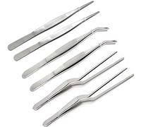 6 pinzas finas de acero inoxidable con puntas dentadas precisas para cocinar culinarias, 16 cm