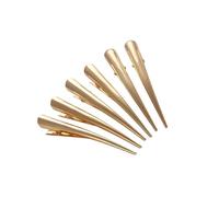 6 Pinzas para el Cabello,Broches Pinzas Cocodrilo Profesionales de Metal para el Pelo Duradera con Agarre Antideslizante y Dientes Grandes Anchos (gold)