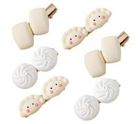 6 pinzas para el pelo de cocodrilo con temática alimentaria - Pasadores Baozi Dumpling Mantou para niñas y mujeres - Accesorios para el cabello de estilo coreano, regalo para cabello grueso y fino