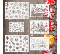 6 plantillas de copos de nieve de Navidad, plantillas de plantilla, plantillas grandes de copos de nieve de Navidad, plantillas de copos de nieve de vacaciones de invierno para pintar madera, ventanas