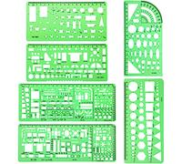 6 plantillas de medición de plástico para encofrado de construcción, reglas de dibujo geométricas para oficina y escuela, color verde transparente