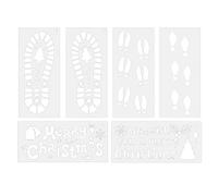 6 plantillas de PET con huellas de Navidad, 12 x 5.51 pulgadas, plantilla de dibujo grande, suministros de decoración de Navidad, plantillas de huellas para pintar
