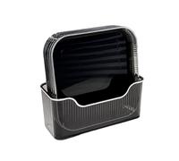 6 platos cuadrados reutilizables de plástico con soporte de almacenamiento
