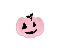 6 platos de cartón de calabaza rosa y negro, 25 x 22 cm sonrientes halloween - Rosa - Talla única