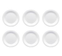 6 platos de melamina italiana de alta calidad - Ideal para postres o frutas, diseño clásico en color blanco, perfectos para comedores escolares, catering, camping, RSA, barcos, segundas casas