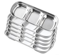6 platos de salsa de acero inoxidable con 3 compartimentos, platos apilables y que ahorran espacio para barbacoa, condimentos y aperitivos