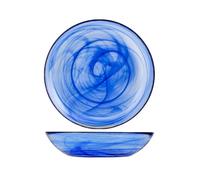 6 Platos H&H De Vidrio Alabastro Cobalto Fondos Con Diámetro De 21 Cm