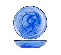 6 Platos Hondos H&H Vidrio Alabastro Cobalto con Diámetro de cm 21