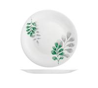 6 Platos Opalina Botánica Verde Plano 27 Blanco Bormioli Rocco