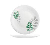 6 Platos Opalina Botánica Verde Plano 27 Blanco Bormioli Rocco
