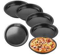 6 Platos para Pizza de 20 cm de Diámetro - Sartén Redonda de Acero Inoxidable, No Antiadherente, No Tóxica y Fácil de Limpiar - Juego de Bandejas para Hornear