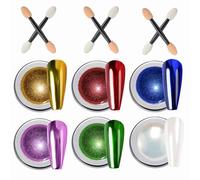 6 Polvo Cromado para Uñas, Nail Art Glitter con Efecto Espejo, Polvo Holo para Uñas, Polvo Efecto Perla para Glazed Donut Nails