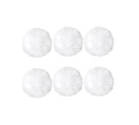 6 pompones de piel sintética de 2.76 pulgadas, bola esponjosa de piel suave con lazo elástico, pompones redondos esponjosos para tejer, manualidades, sombreros, accesorios (blanco)