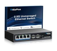 6-Port 2.5Gb Unmanaged Ethernet Switch mit 4* 2.5G Base-T Ports, 2* 10G SFP+ Ports. GiGaPlus 2.5Gbit/s Netzwerk-Switch für WiFi6-Router